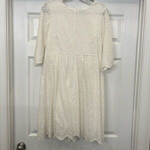 White Empire Waist Eyelet Dress